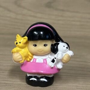 Fisher Price Little People Girl Mom Lady Sonja Lee Asian puppy kitten pet shop